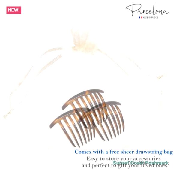 Cellulose Acetate French Side Hair Comb Set of 3